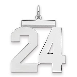 Sterling Silver, Athletic Collection, Large Polished Number 24 Pendant